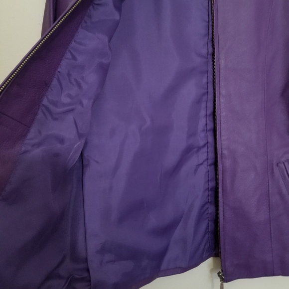 Vintage LA-ROSE Purple Leather Zip Up Jacket Size Small - Picture 7 of 16
